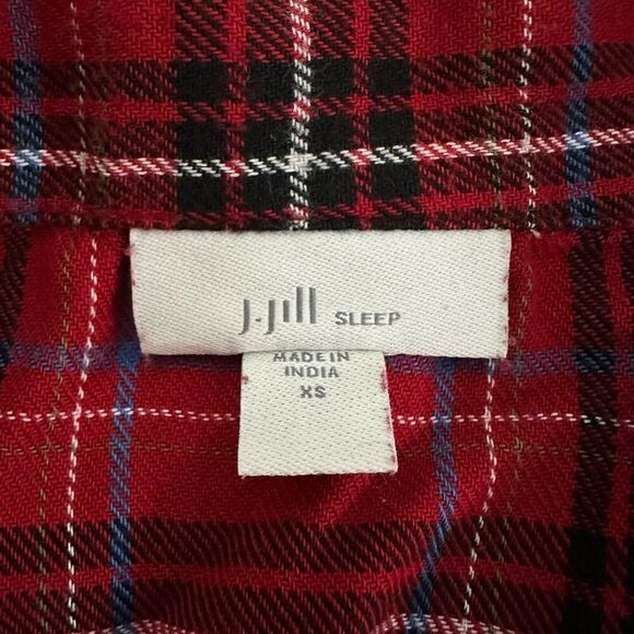 J.Jill Womens XS Petite Red Plaid Flannel Pajamas - Picture 9 of 11